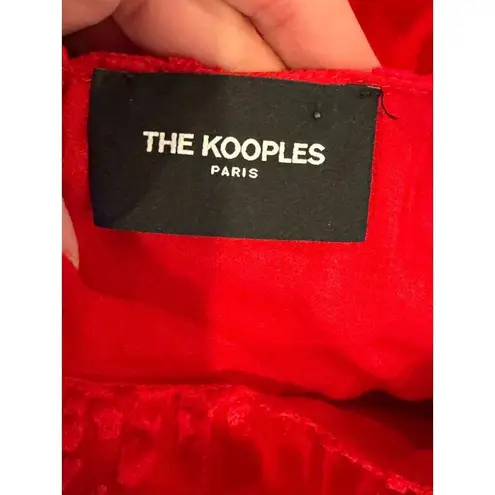 The Kooples Dress Women Large Red Velvet Animal Print Puff Sleeve Mini Party