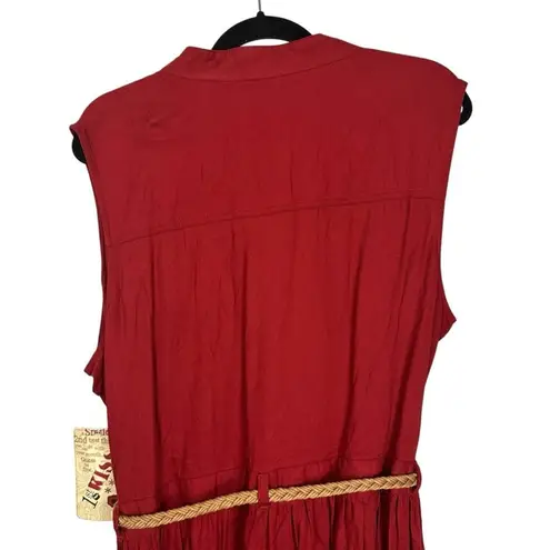 1st Kiss NWT Sleeveless Red Midi Button Up Shirtdress Size 2X