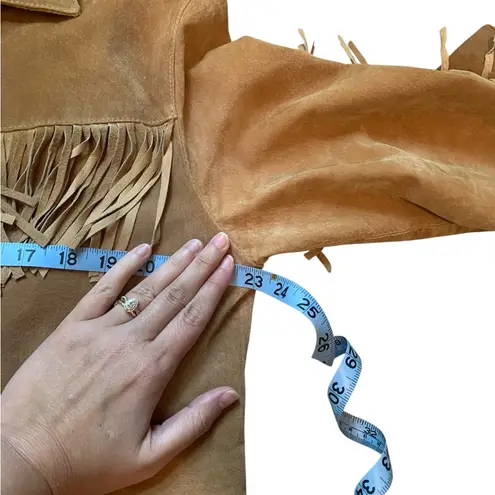 Marlboro Vintage 90s Western Boho Leather Fringe Jacket size 2XL