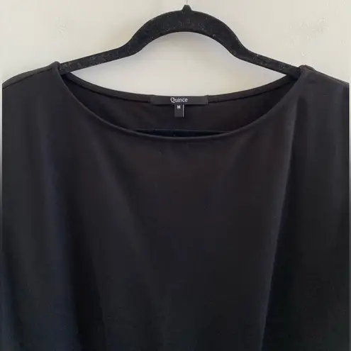 Quince Black Ultra Stretch Ponte Knit Cap Sleeve Dress Size Medium Minimalist