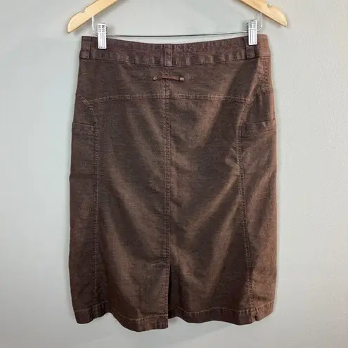 Title Nine Midi Skirt 6 Brown Drawstring Casual A-Line Hemp Blend Pockets