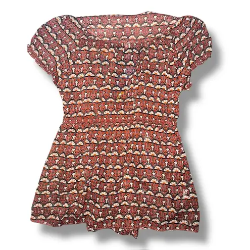 Max Studio  Women’s NWOT Orange & White Gingham Tie Front Sheer Blouse Size M