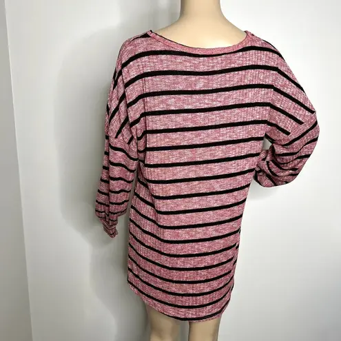 Suzanne Betro Weekend Red Striped Long Sleeve Top