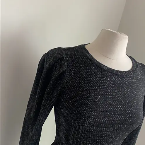 Know One Cares Metallic Bodycon Dress Womens Sz Medium Black Silver Long Sleeve