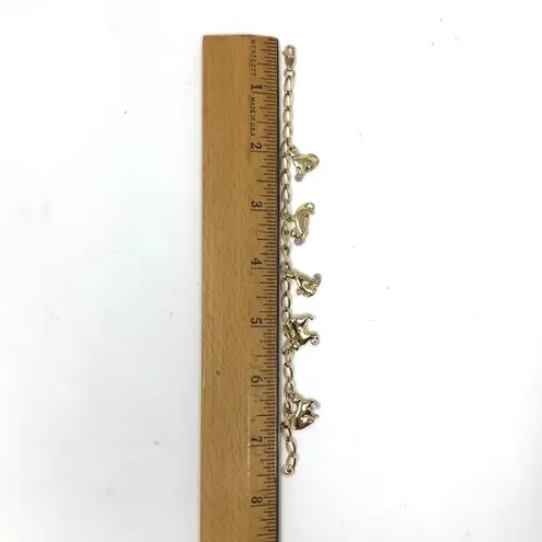 Sterling Silver with gold overlay genuine diamond chips cat charm bracelet