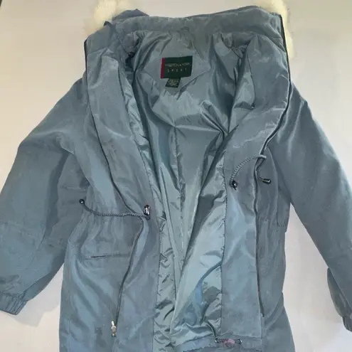 Preston & York Sport • Fox Fur Hood Blue Grey Parka Warm Size XL Winter Coat