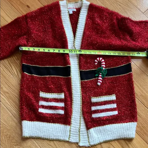 Ugly Christmas sweater Cardigan with Candy Cane Design oversized be the present! Red Size M