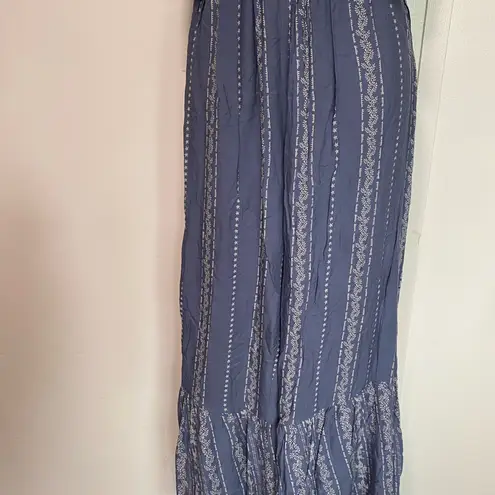 Japna Blue Strapless Jumpsuit with Patterned Details