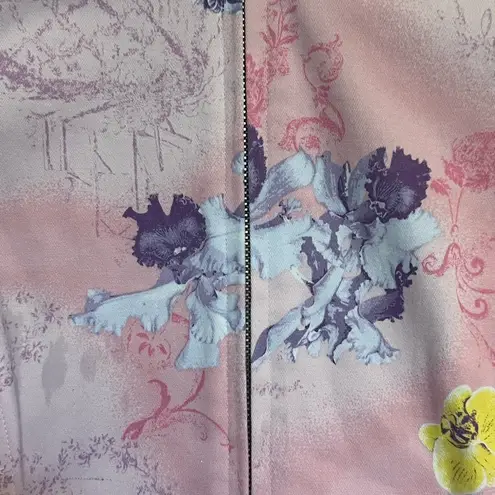Erin London Vintage Pink Floral Zip Jacket Sz M Size M
