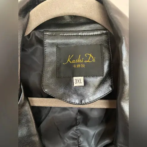 None Classic Black Faux Leather Moto Jacket Edgy Streetwear Rocker Downtown Grunge