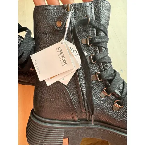Geox black lined Vilde Lace-Up combat Boot Size 38/US 8