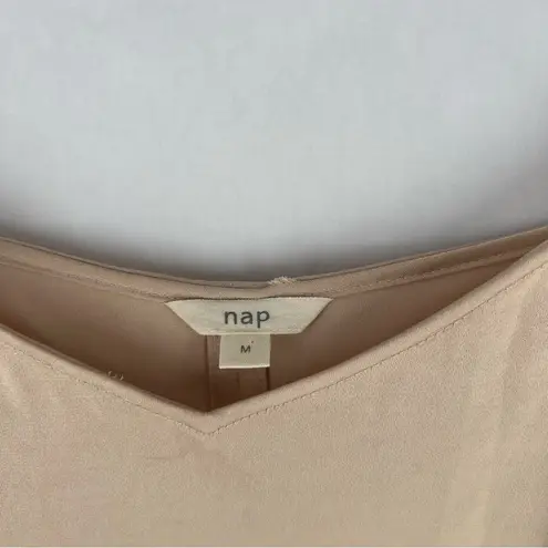 Nap Loungewear Elegant Matte Satin Nude Spaghetti Strap Midi Slit Dress Size M Tan Size M