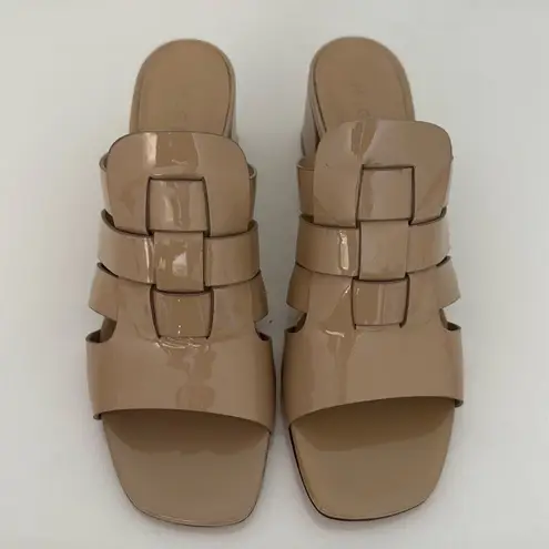 M. Gemi Mare Mule Patent Leather Sandals Tan Beige Nude Made in Italy Size 38.5