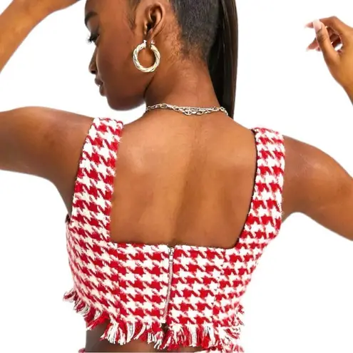 Missguided Misguided red and white checkered blazer with matching crop top set! New thumbnail 5