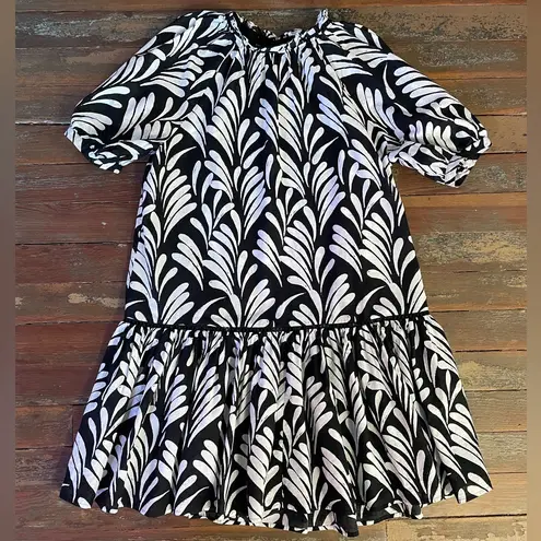 Caslon Puff Sleeve Botanical Printed Cotton Shift Drop Waist Dress - Sz M 💚🎀