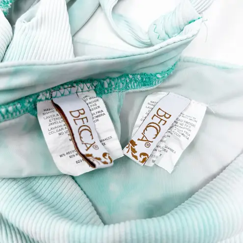 Becca Womens Tie Dye Crystal Ribbed Knit Plunge Cutout Low Rise Bikini Set M