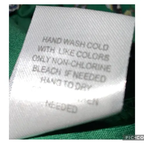 DR2 Green & Blue Paisley Short Sleeve Double V Above Knee Casual Chiffon Dress L Size L