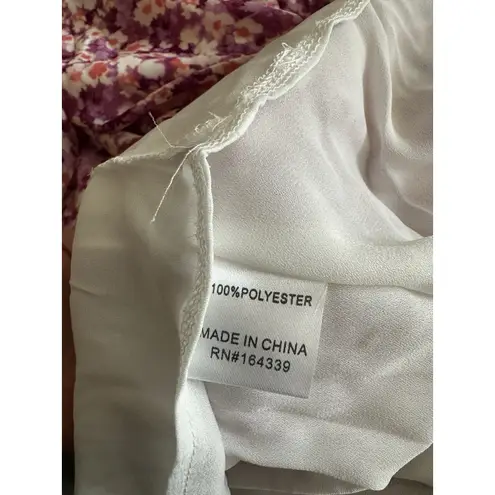 Petal and Pup Purple Pink Floral Long Sleeve Chiffon Midi Shift Dress US Size 8