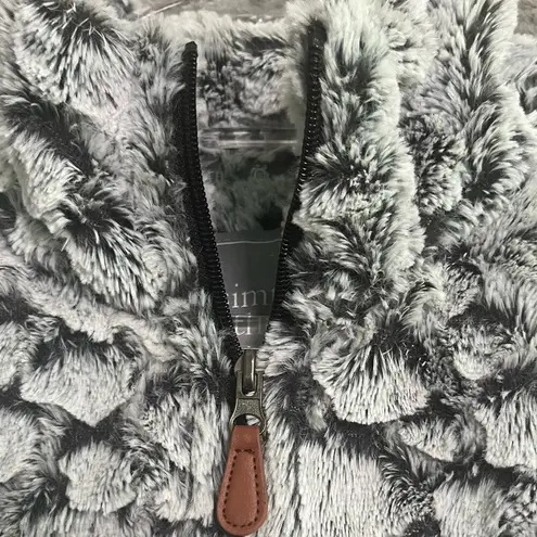 Simply Southern  Pullover Womens Large Gray Bubble Fur 1/4 Zip Front Pockets