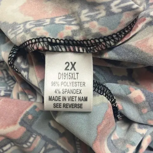 Impulsive 2X Blue Red Faux Wrap Jumpsuit Aztec Tribal Print V Neck Stretch Blue Size XXL