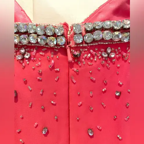 Wow Couture WOW! Pink Beaded Pageant Prom Dress Gown Sleeveless Size 2