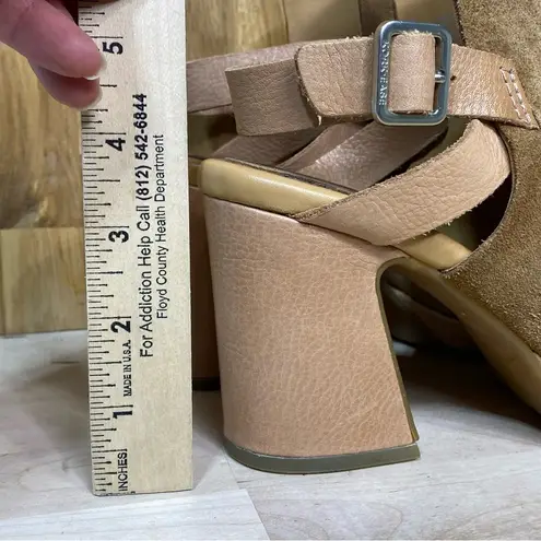 Kork-Ease Hopi Suede Leather Peep Toe Sculpted Chunky Heel 7