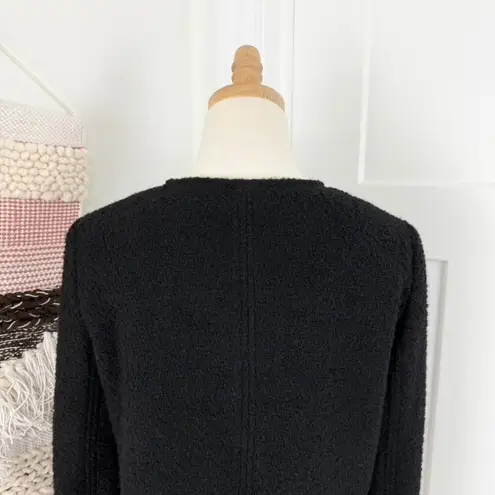 Massimo Dutti NEW Textured Cropped Jacket with Pockets Black Tweed Sz S