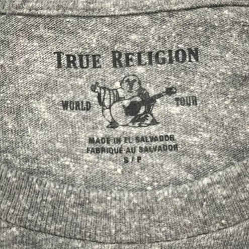 True Religion  Rhinestone Logo TShirt Gray Size Small