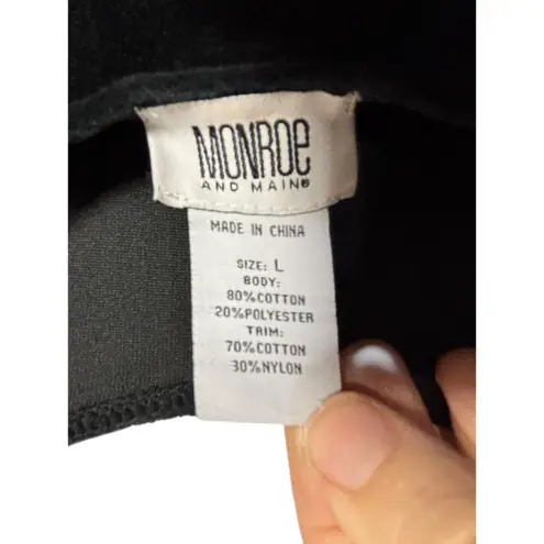 Monroe & Main Black Velvet Dress Gold Lace Embroidered Sleeves Holiday Sz Large