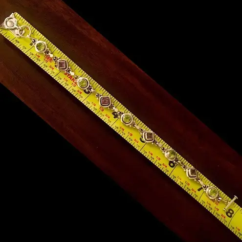 Amethyst Vintage Peridot Sterling Silver Link Bracelet