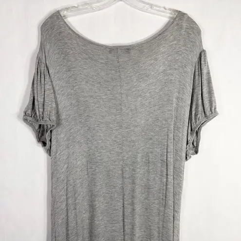 American City Wear Plus Sz 2X Dress Maxi Gray Knit Short Sleeve V Neck Drape 658