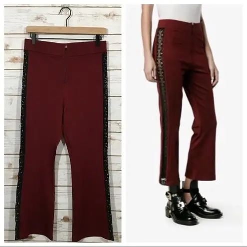 Ganni NWT Bootcut Lace Panel Trousers - Burgundy - XS*