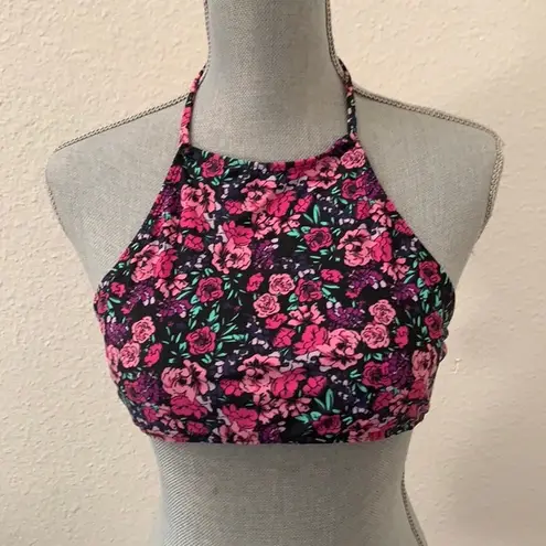 LA Hearts L A  Hearts  swimsuit top small S padded black pink Excellent Floral RARE