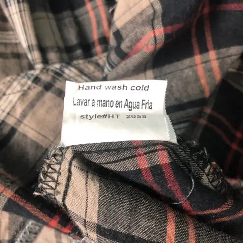 The Hanger Button Down Plaid Shirt Size Small High Low Hem