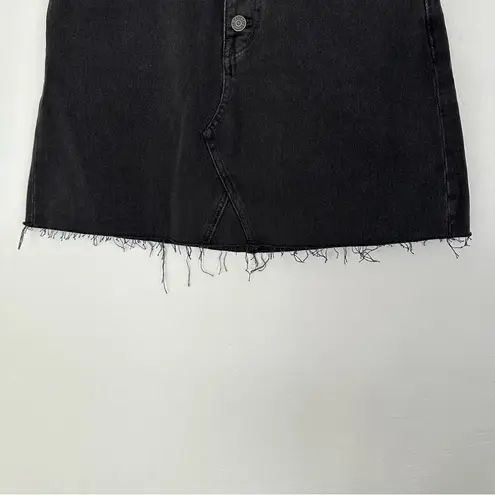 Madewell  High Waist Button Front Rigid Denim A-Line Skirt Black Lunar | 28