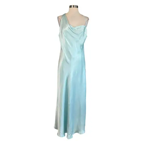Bardot Satin Backless Slip Dress Evening Gown Blue Size 12 One Shoulder Formal
