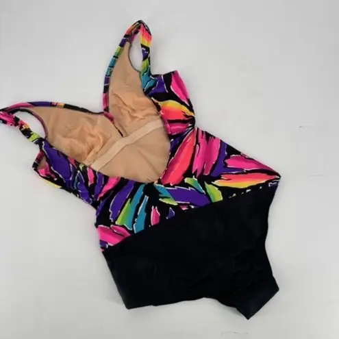 Catalina Vintage 1960s/70s Floral Swimsuit Size 10 Made in USA Neon Abstract