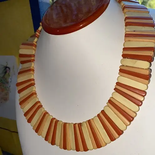 Avon Sirocco Stick Wide Collar Choker Bib Statement Necklace Vintage Orange