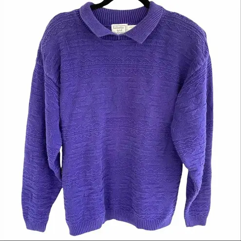 Vintage Purple Eclectic Grandpa Textured Collared Retro Preppy Golf Sweater