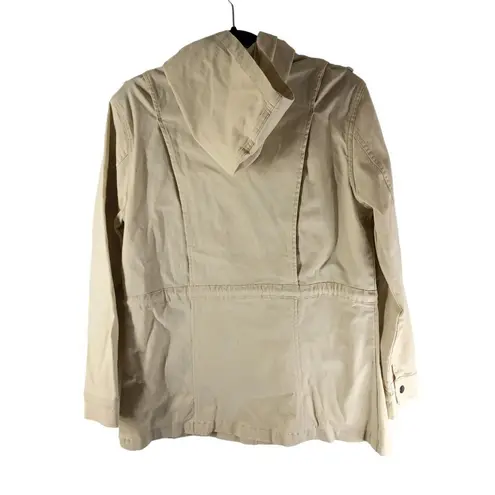 Market & Spruce Beige Hooded Utility Jacket Cotton Stretch Size M