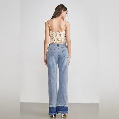 NLW Fruit Print Tank Top Blouse with Tie in Cream Size M NWOT