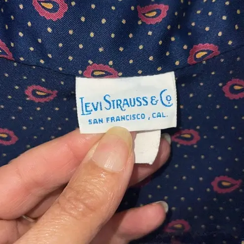Levi Strauss & Co Women's Paisley Print Collared Shirt Blouse Navy Blue Size 1X