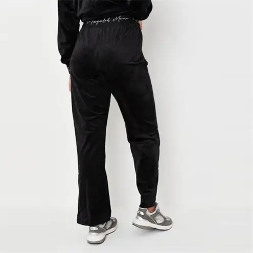 Missguided Mama lounge Velour Wide Leg Black Pants US Size 14 Large maternity