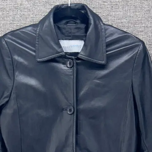 Vintage 90s Leather Blazer Womans 6 Minimalist Indie Grunge Staple Timeless Black