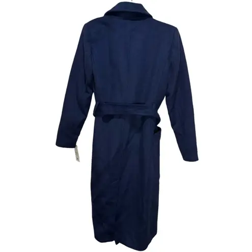 Bernardo Belted Wool Blend Longline Coat - Deep Navy Size M