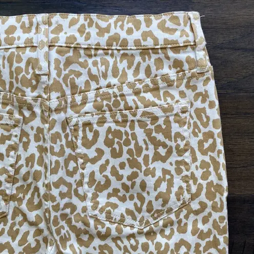 J.Crew  Leopard High Rise Jeans Women's Size 28 Toothpick Denim Cream Tan