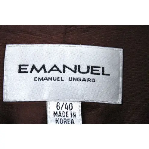 EMANUEL UNGARO Brown 100% Wool PANTS SUIT Military Style 6/40 '70s Korea Women 6