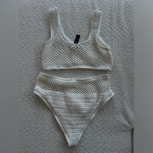 Beach Riot NWT Elliot Crochet White Bikini Set L