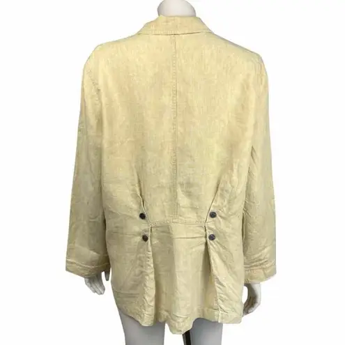 J. Jill Yellow/Tan Linen Button Front Light Jacket Yellow Size L