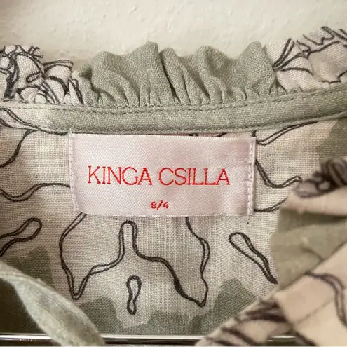 Kinga Csilla Dulce Santorini Linen Maxi Dress in Sage Green Size US 4